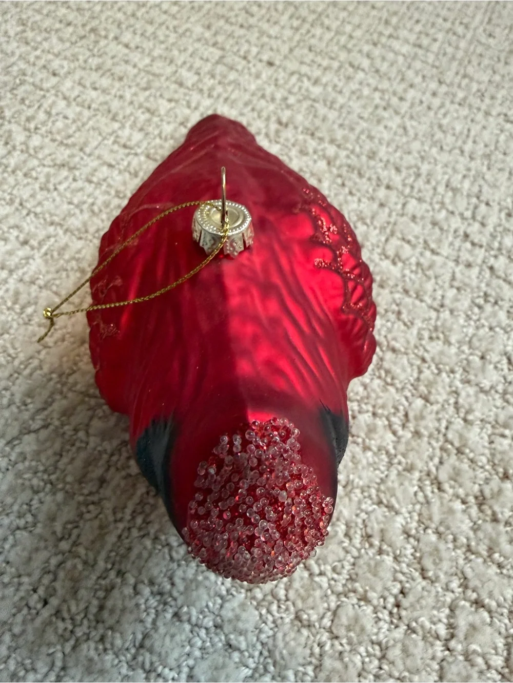 Northern Red Cardinal Bird Ornament Old World Christmas- glass